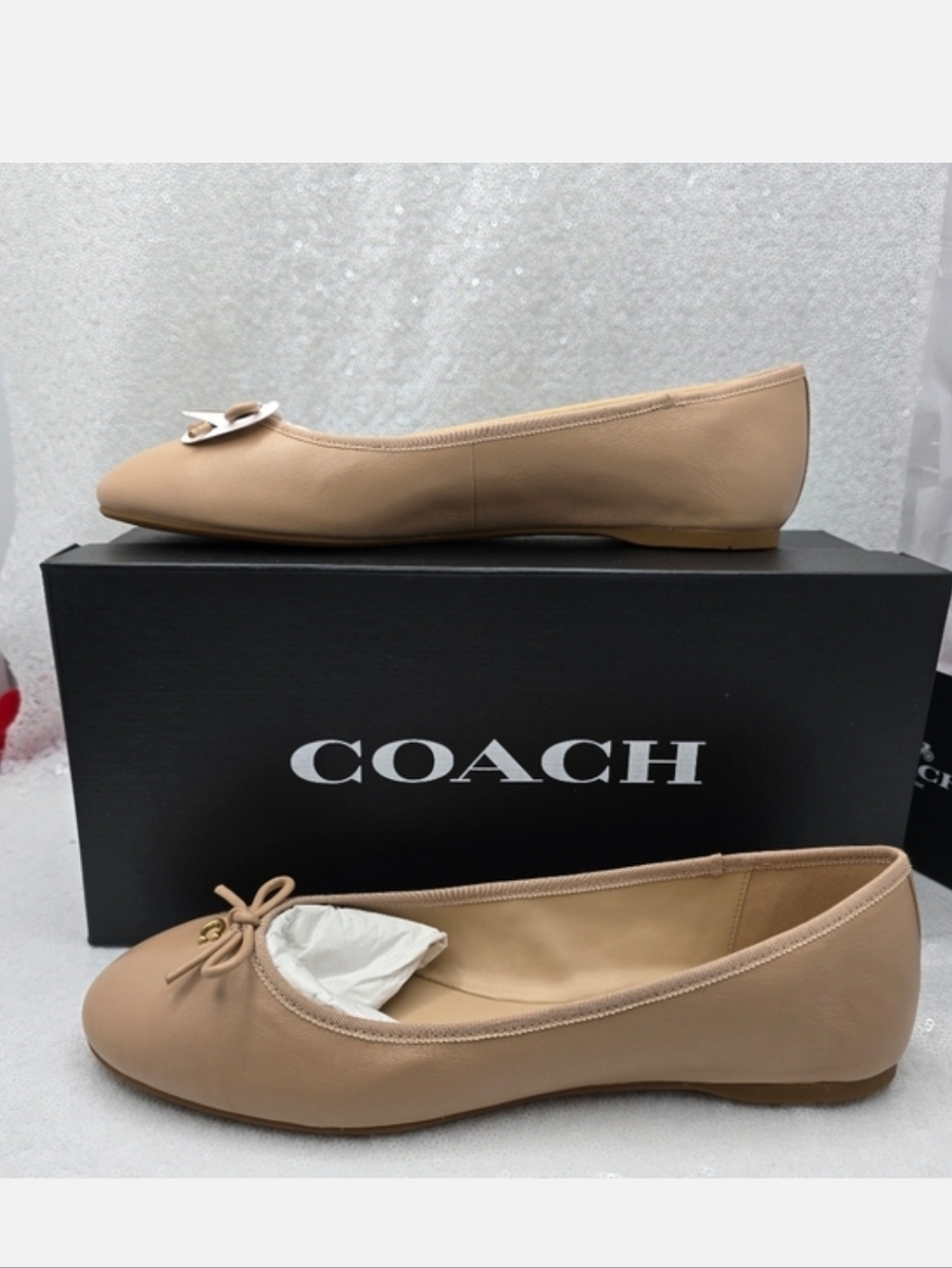 Coach Abigail Ballet Flats Smooth Leather Classic Casual Neutral Womens 10